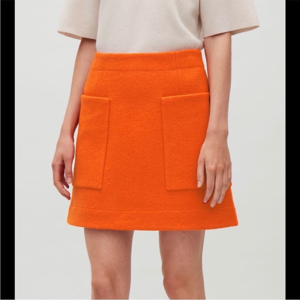 COS Orange 100% Woolen A-Line Mini Skirt size 2 eur 34